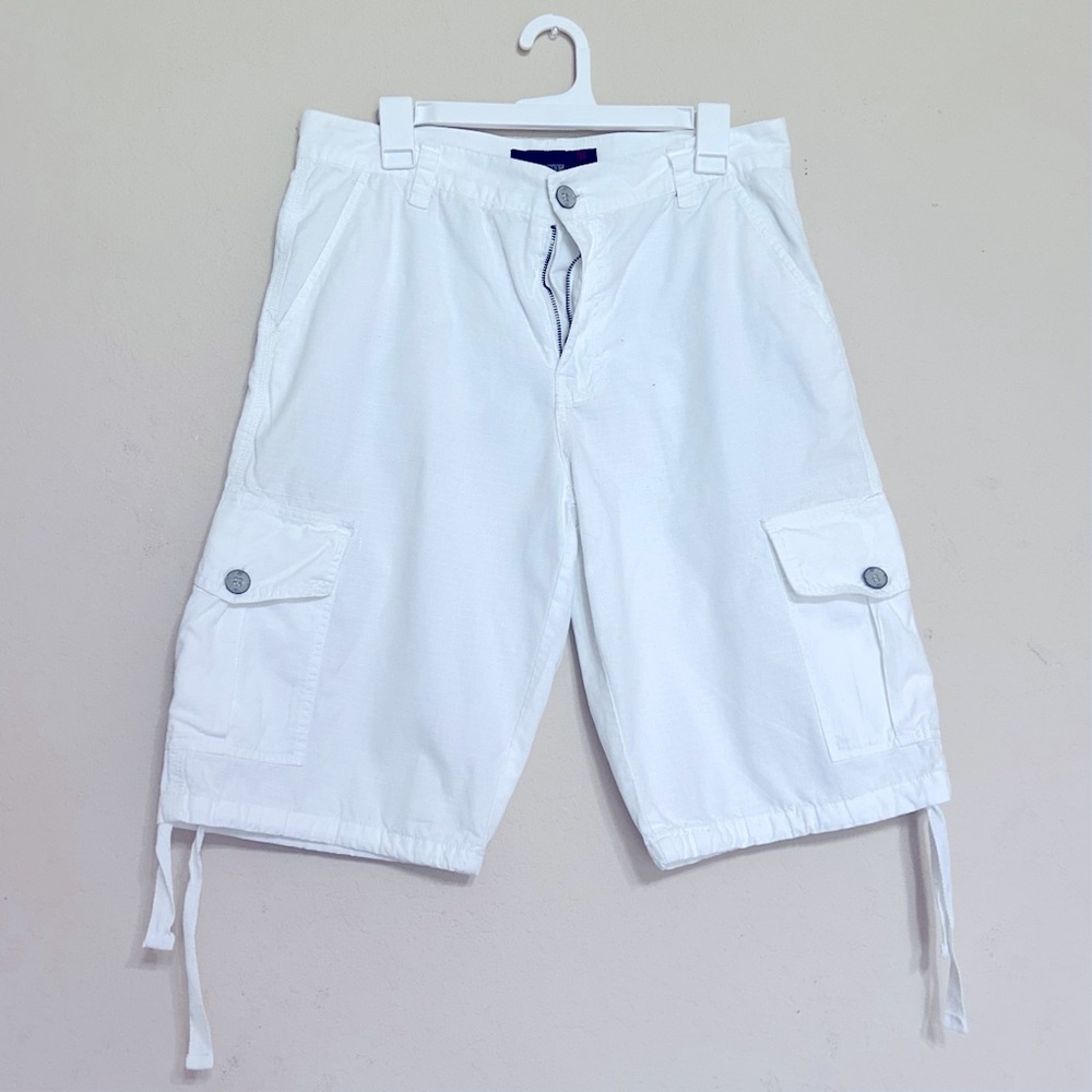 SP Collection Men's White Cargo Shorts Buttons Pockets Size 30